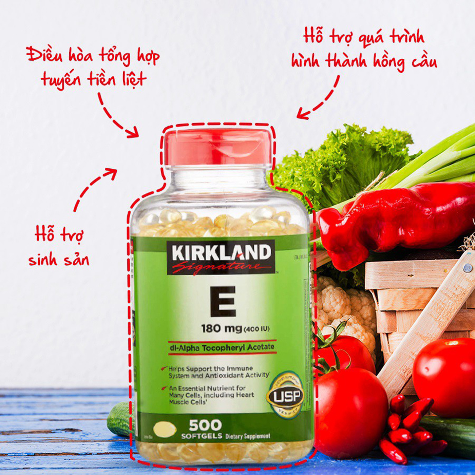 Viên Uống Vitamin E 400 IU Kirkland 500 Viên